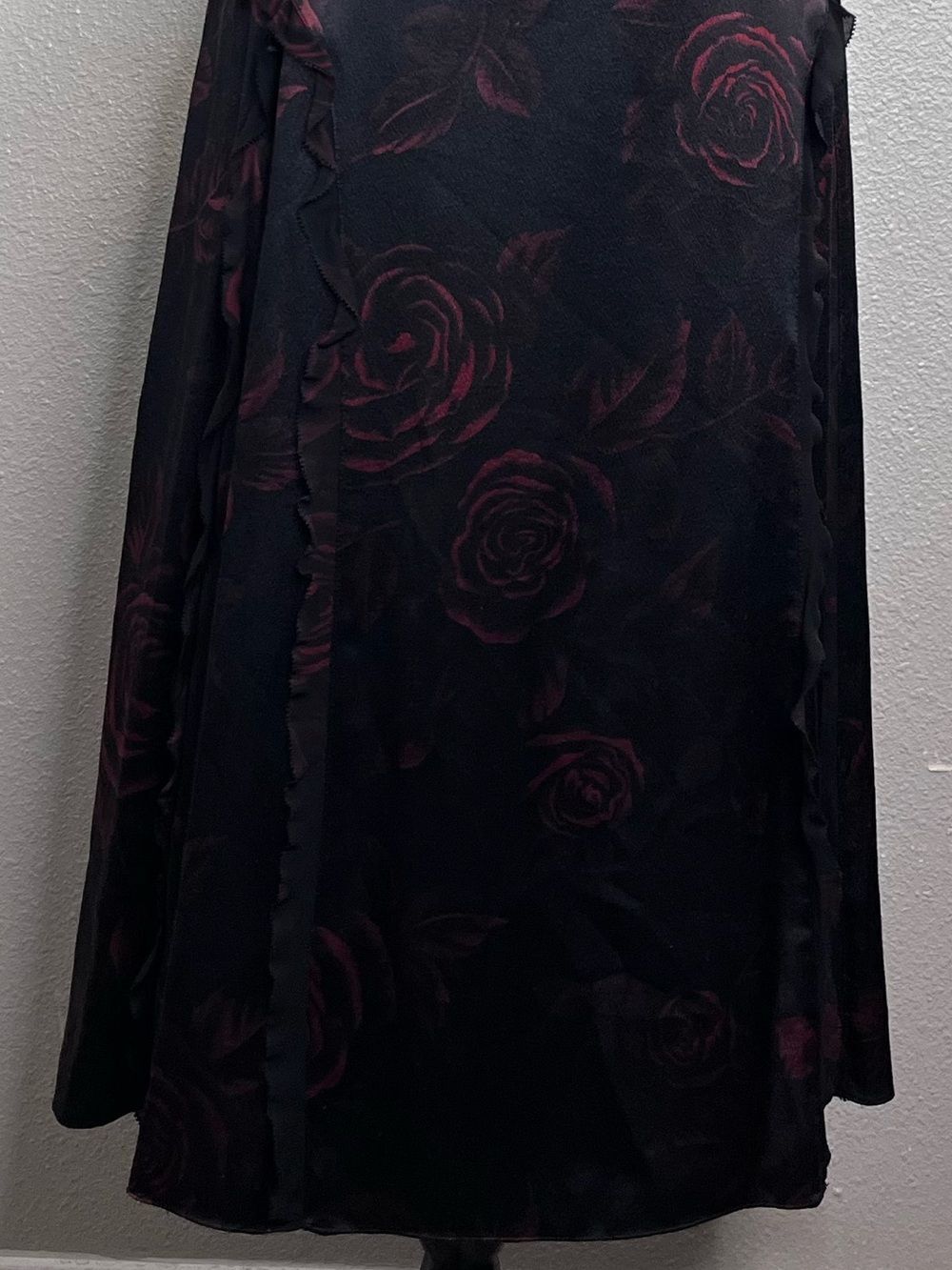NWT Fairy Grunge Witchy Dark Floral Whimsigoth 100% Silk Midi Skirt Sz 16 - Picture 9 of 12